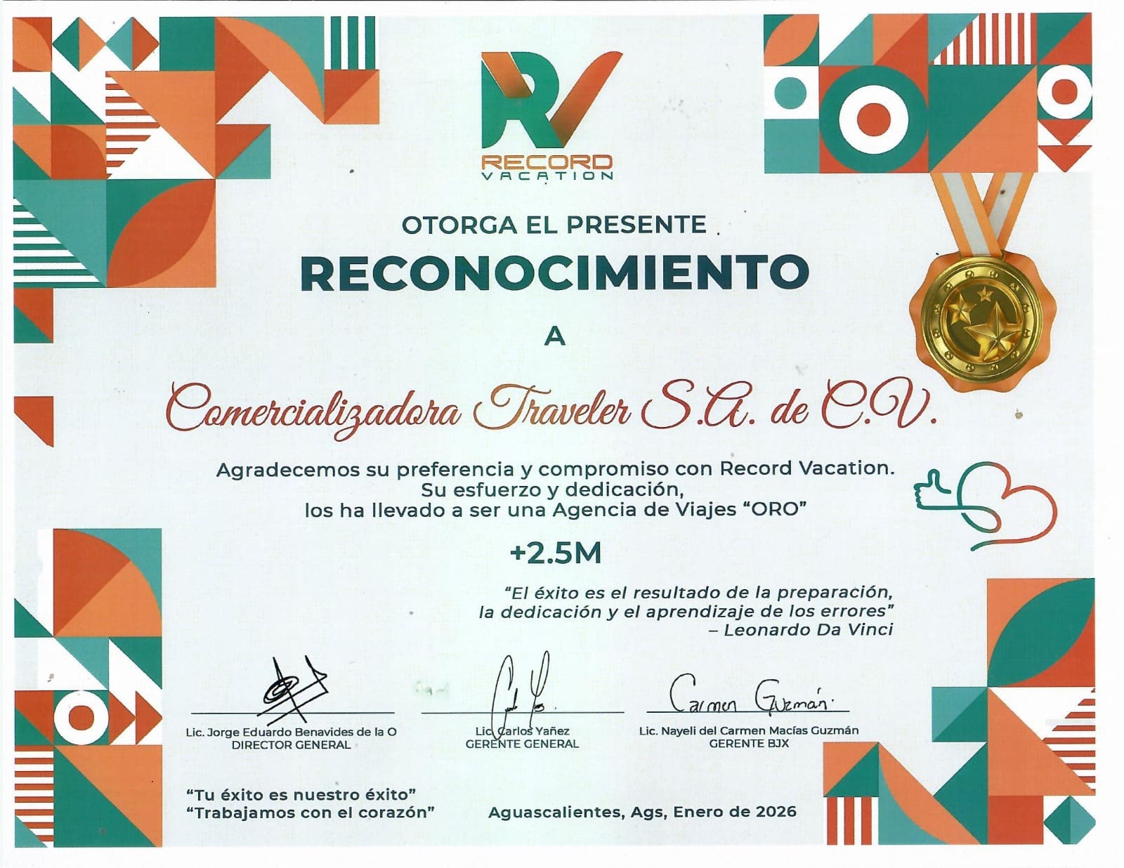 Reconocimiento Record Vacation